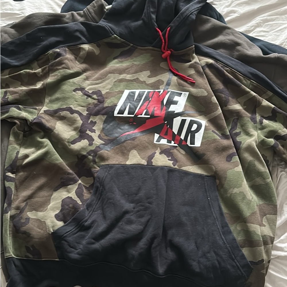 Nike Camo Hoodie with Red Accents